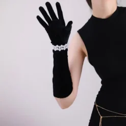 Mordely Långa Handskar Kungsblå Handskar VIT><noscript><img width=