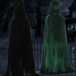 Mordely Velvet Cloak Cape Ghost Capes SVART><noscript><img width=