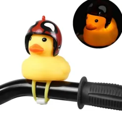 Motorcykel söt liten gul anka med hjälm mountainbike cykel dekoration röd><noscript><img width=