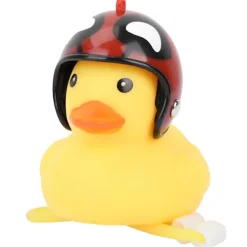 Motorcykel söt liten gul anka med hjälm mountainbike cykel dekoration röd><noscript><img width=