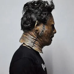 Motorsågsmördare maniak läderansiktsmask gummi skräckfilm halloween rollspel festrekvisita leksak karnevalsmask> Masker