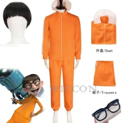 Movie Vector Cosplay Kostym Orange Jacka Byxor Glasögon Kostymset Svamp Peruk Halloween Utklädningsset Partyset MM M M M-FS- M Costume wig glasses> Dräkter