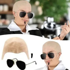 Mr Worldwide Skallig Hätta & Solglasögon Set, Kändisikon Maskerad Pitbull Kostym Tillbehör Set-Perfekt 3pcs><noscript><img width=