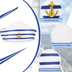Mörkblå sjömanshatt med vit sjömanshatt för kostymtillbehör (2 st)_xx> Huvudbonader