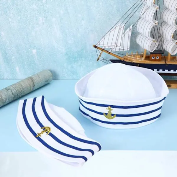 Mörkblå sjömanshatt med vit sjömanshatt för kostymtillbehör (2 st)_xx> Huvudbonader
