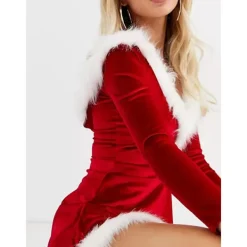 LAIQIANKUA Mrs Santa Claus Kostym för kvinnor Mini Sleeve P Trim Santa Suit Outfit L><noscript><img width=