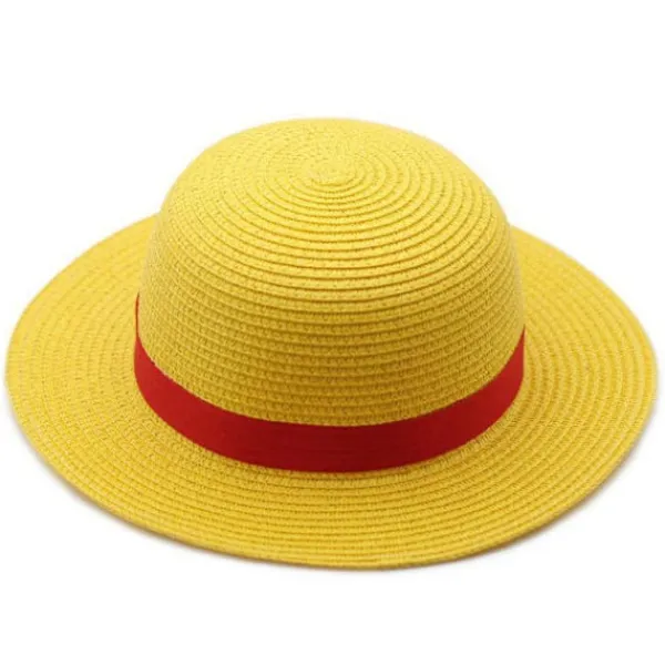 Mub- Luffy Costume Straw Hat Cosplay Dress Up for Halloween Comic Con Anime Party for Kids Toddler Boys M> Huvudbonader
