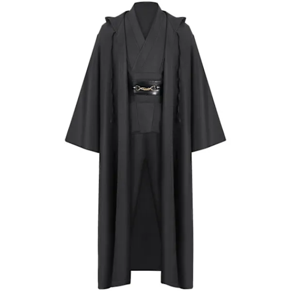 Mub- Obi wan Kenobi Premium Quality Cosplay Kostym Svart Jedi Robe från Star the Wars för Lightsaber Dueling Svart Svart L> Dräkter