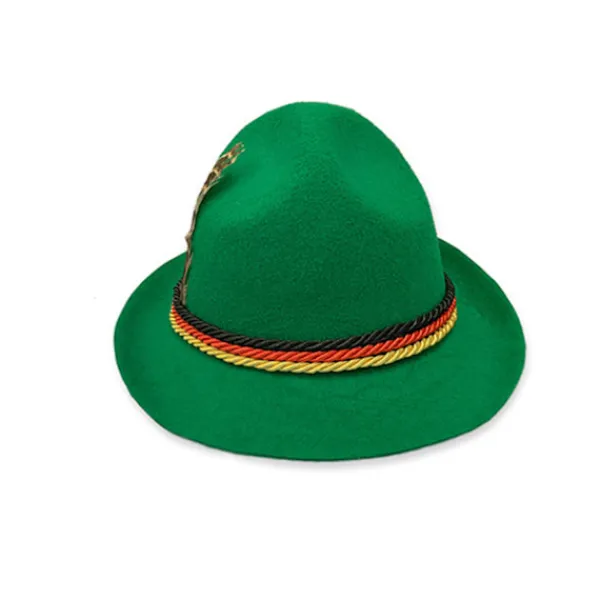 Munich Oktoberfest Kläder Herr Rutig Skjorta Overall Kostym Scenföreställningskläder Grön hög hatt{FY} one size> Huvudbonader
