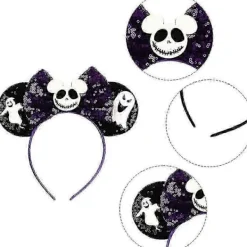 Musöron Hårband för Kvinnor och Flickor, Paljettrosett Glitter Hårband för Fester och Halloween><noscript><img width=