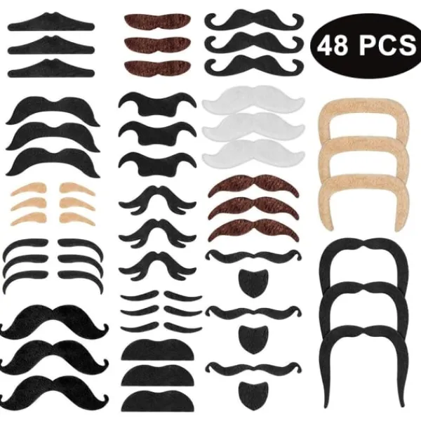 del Mustasch självhäftande 48 falska skägg för att limma Schnauzer Fake 48 st> Tillbehör