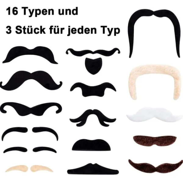 del Mustasch självhäftande 48 falska skägg för att limma Schnauzer Fake 48 st> Tillbehör