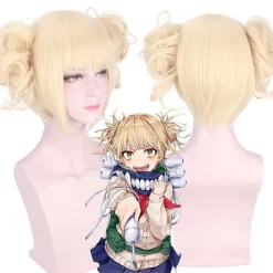 My Hero Academia Cross My Body Himiko Toga Cosplay Peruker Anime Blonda Peruker Kort Hår Med Lugg För Halloween Fest Cosplay Peruker Kostym> Peruker