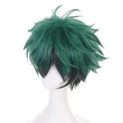 My Hero Academia Izuku Midoriya Cosplay Peruker Grön Svart Kort Peruk Med Bangs Syntethår ​​Peruker><noscript><img width=