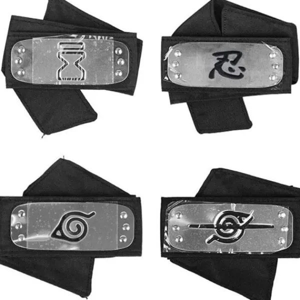 Naruto pannband med metallpläterade cosplay-tillbehör, 4 st> Huvudbonader