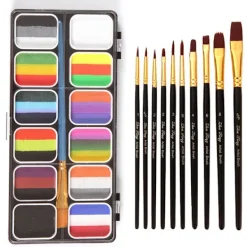 National Day Rainbow ansiktsmålning kostym ansiktskroppssminkning, med 10 penslar> Smink