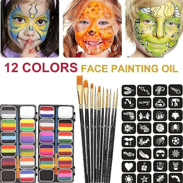 National Day Rainbow ansiktsmålning kostym ansiktskroppssminkning, med 10 penslar> Smink