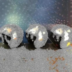 XL Nattklubb Disco Ball Hjälm med Infällbart Visir - Silver> Huvudbonader