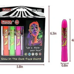 Neon Glow In The Dark Ansiktsfärgkritor, UV-kropp Svart Ljus Glöd Makeup Sticks Markörer För Mardi Gras Halloween maskerader> Smink