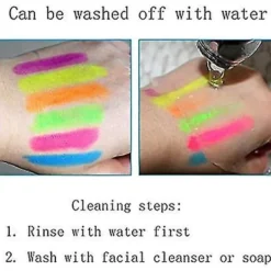 Neon Glow In The Dark Ansiktsfärgkritor, UV-kropp Svart Ljus Glöd Makeup Sticks Markörer För Mardi Gras Halloween maskerader><noscript><img width=