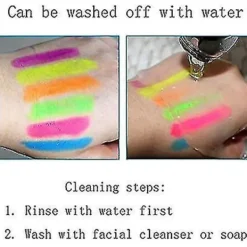 unbranded Neon Glow In The Dark Ansiktsfärg Kritor, Uv Kropp Black Light Glow Makeup Sticks Markers För Mardi Gras Halloween Maskerad><noscript><img width=