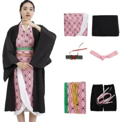 Nezuko Kamado Kimono Damkostym för Rollspel - Perfekt 2XL><noscript><img width=