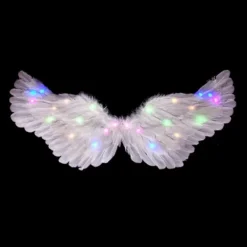 Ängelvingar, lysande ängelvingar och glorior med LED-lampor, vita ängelvingar Kostym_Kvalitetsgåvor 80*40cm> Tillbehör