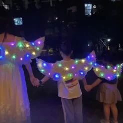 Ängelvingar, lysande ängelvingar och glorior med LED-lampor, vita ängelvingar Kostym_Kvalitetsgåvor 80*40cm><noscript><img width=