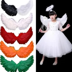 FMYSJ Ängelvingar med elastiska band, ljusa färger, lättviktiga, kostym, cosplay-vingar, fotorekvisita (FMY)> Tillbehör