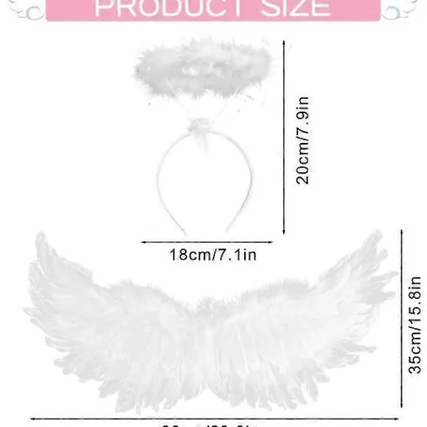 Ängelvingar och Halo, Vita Ängelvingar Fallna Ängelvingar Halloween Maskeraddräkt för Vuxna Halloween Julfest Vit_jarx> Tillbehör