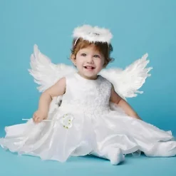 Ängelvingar och Halo, Vita Ängelvingar Fallna Ängelvingar Halloween Maskeraddräkt för Vuxna Halloween Julfest Vit_jarx><noscript><img width=