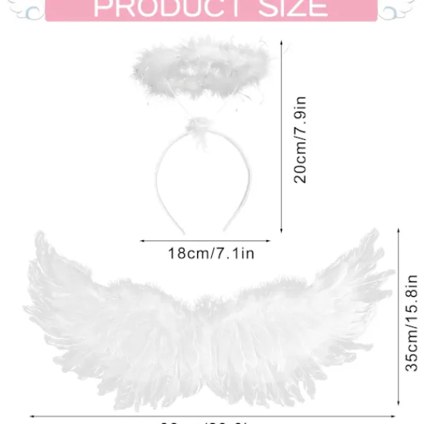 Ängelvingar och Halo, Vita Ängelvingar Fallna Ängelvingar Halloween Maskeraddräkt för Vuxna Halloween Julfest Vit-FM-> Tillbehör