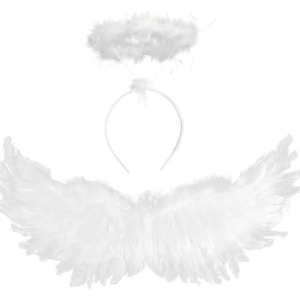 Ängelvingar och Halo, Vita Ängelvingar Fallna Ängelvingar Halloween Maskeradkostym för Vuxna Halloween Julfest Vit-FA-> Tillbehör
