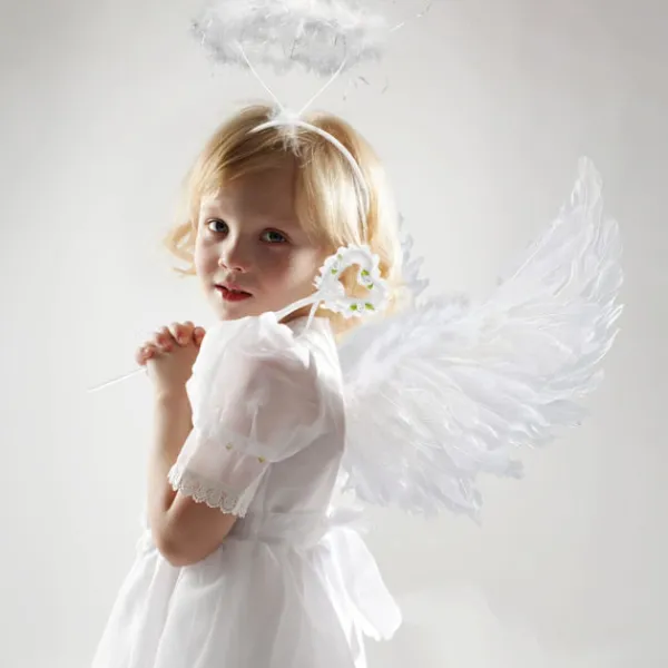 Ängelvingar och Halo, Vita Ängelvingar Fallna Ängelvingar Halloween Maskeradkostym för Vuxna Halloween Julfest Vit-FA-> Tillbehör