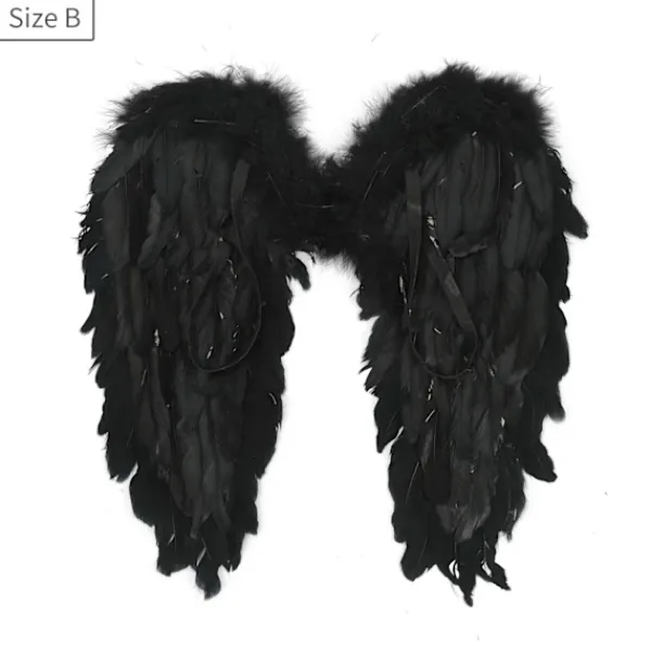 Ängelvingar Vita Svarta fjädervingar Vuxna barn Födelsedagspresent Cosplayvingar Scenshow Halloween Julfest Kostym_qcx> Tillbehör