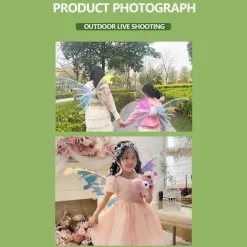 Änglavingar Kostym Elektriska Vingar Tillbehör för Barn Pojkar DIY Montering med LED-Ljus Ljudeffekter Parti without LED Light><noscript><img width=