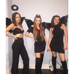 Änglavingar och gloria för vuxna, vita änglavingar för barn, Halloween, jul, svart><noscript><img width=