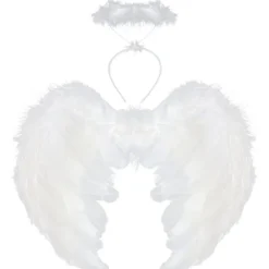 Änglavingar och halo, vita änglavingar Fallna änglavingar Kostym för Halloween julfest för vuxna ... Vit> Tillbehör