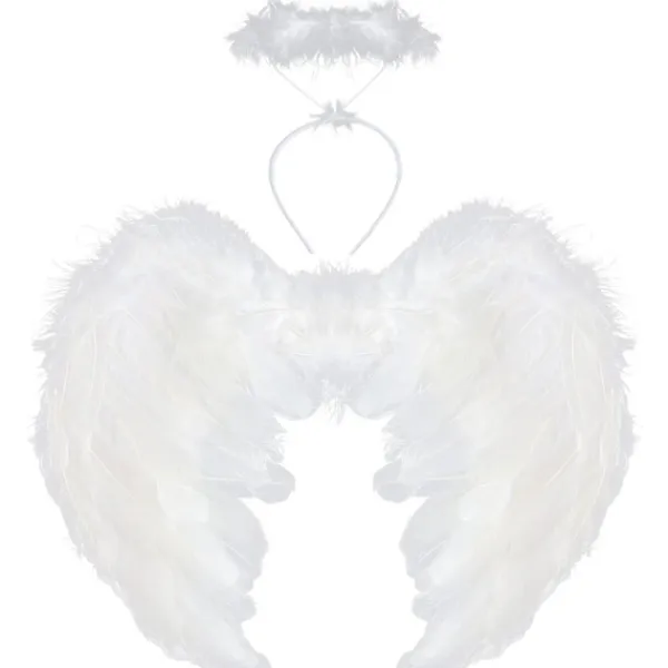 Änglavingar och halo, vita änglavingar Fallna änglavingar Kostym för Halloween julfest för vuxna ... Vit> Tillbehör