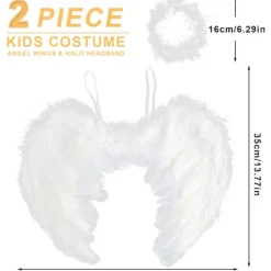 Änglavingar och halo, vita änglavingar Fallna änglavingar Kostym för Halloween julfest för vuxna ... Vit> Tillbehör