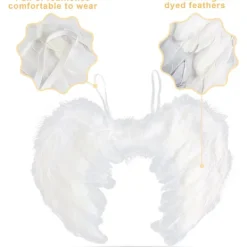Änglavingar och halo, vita änglavingar Fallna änglavingar Kostym för Halloween julfest för vuxna ... Vit><noscript><img width=
