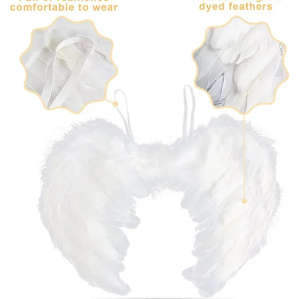 Änglavingar och halo, vita änglavingar Fallna änglavingar Kostym för Halloween julfest för vuxna ... Vit> Tillbehör