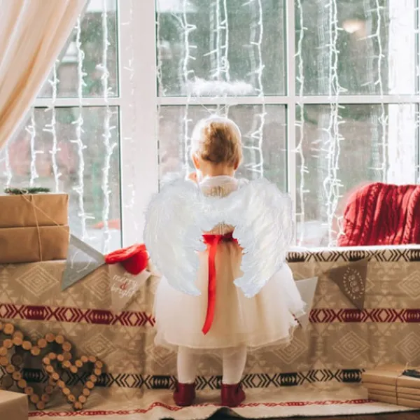 Änglavingar och halo, vita änglavingar Fallna änglavingar Kostym för Halloween julfest för vuxna ... Vit> Tillbehör