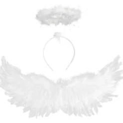 Änglavingar och Halo, Vita Änglavingar Fallna Änglavingar Halloween Maskeraddräkt för Vuxna Halloween Julparty Vit> Tillbehör
