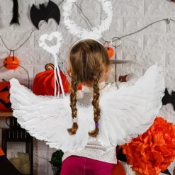 FMYSJ Änglavingar, 3-pack/set Ljusa Änglavingar och Glorior med LED-lampor, Barnkostym för Julafton, Fest (FMY) 65x35cm><noscript><img width=