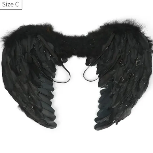 Änglavingar Vit Svarta fjädervingar Vuxna barn Födelsedagspresent Cosplayvingar Scenshow Halloween Julfest Kostym> Tillbehör