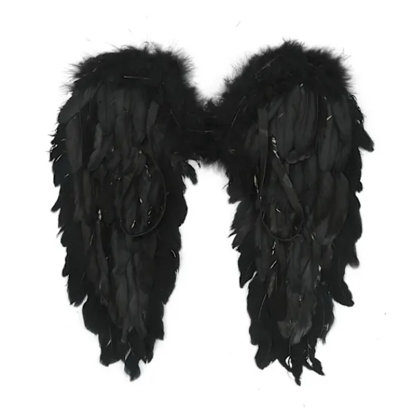 Änglavingar Vit Svarta fjädervingar Vuxna barn Födelsedagspresent Cosplayvingar Scenshow Halloween Julfest Kostym> Tillbehör