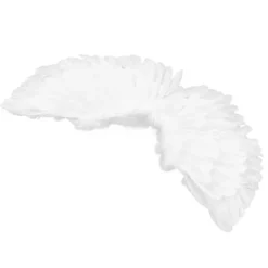 Änglavingar Vita Barn Vuxen Fjädervingar Hårband Trollstav Kostym för Halloween Julfest 4 st / Set> Tillbehör