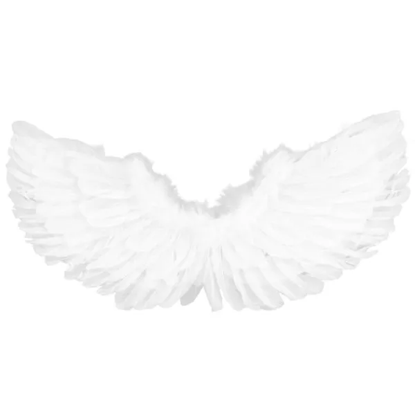 Änglavingar Vita Barn Vuxen Fjädervingar Hårband Trollstav Kostym för Halloween Julfest 4 st / Set> Tillbehör