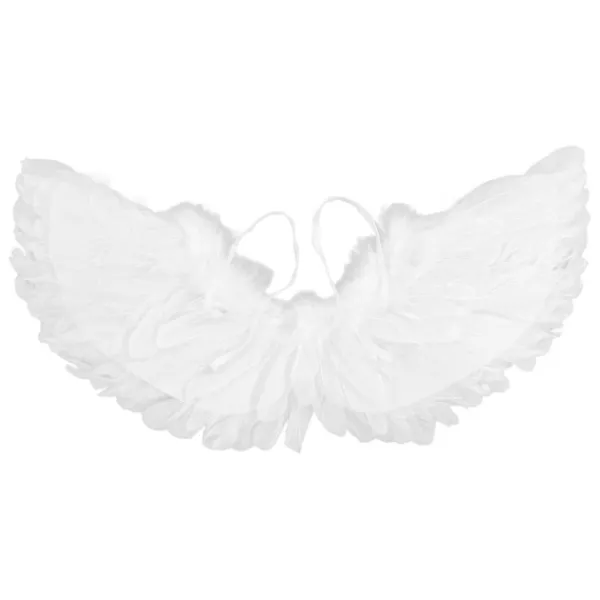 Änglavingar Vita Barn Vuxen Fjädervingar Hårband Trollstav Kostym för Halloween Julfest 4 st / Set> Tillbehör